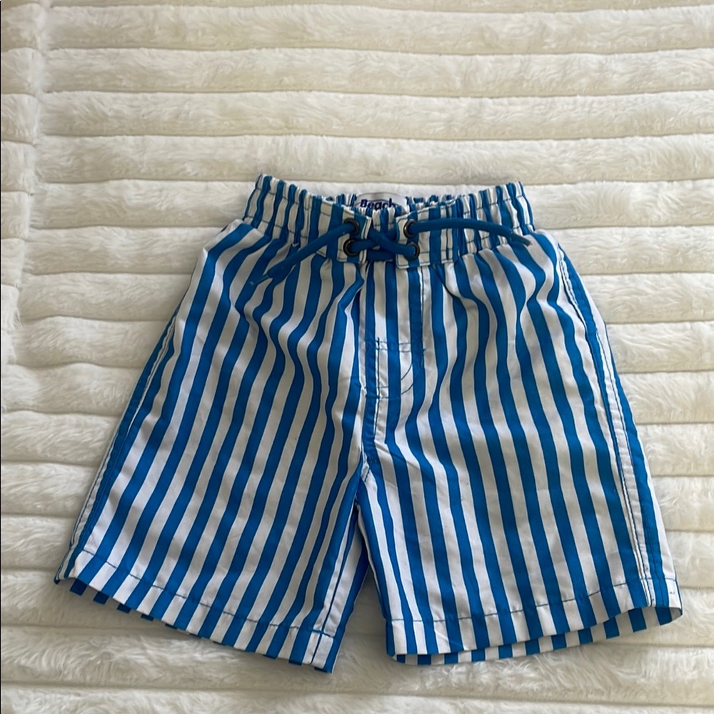 Beach brow Blue and White Striped Kids Shorts